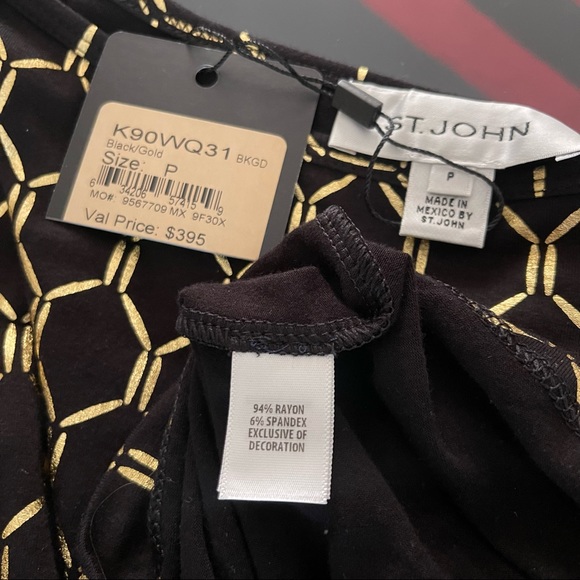 St. John Foil Lattice  Black Gold top blouse NWT - Picture 11 of 11
